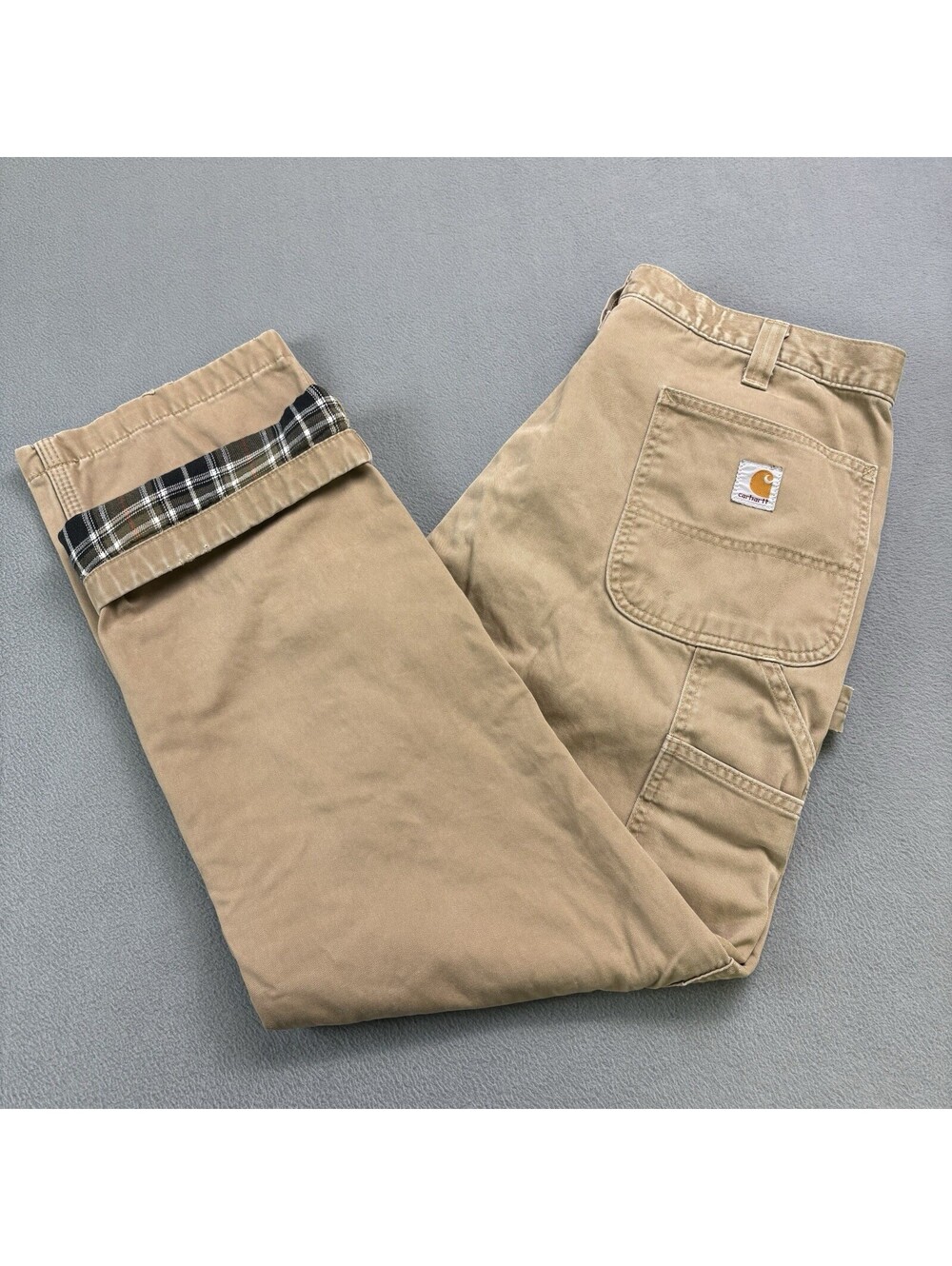 Carhartt Flannel Lined Washed Twill Dungaree Carpenter Pants Size 36 x 29.5 in.